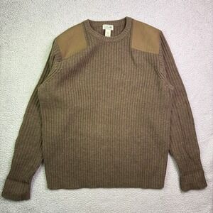 LL Bean Commando Sweater Mens 2XL Brown Long Sleeve Ribbed Knit Pullover Wool